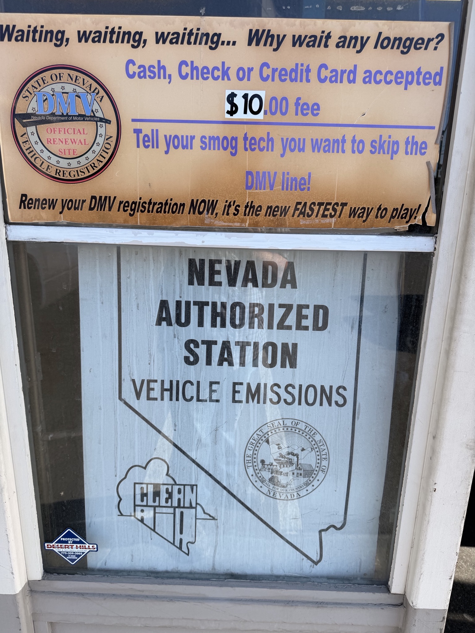 Nevada Authorized Station and DMV Official Renewal Site credentials at Howards Chevron